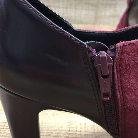 Geox‎ Respira Red Black Brick Suede Glimmer Pumps Ankle Booties Womens 38.5 8.5 - Picture 6 of 15